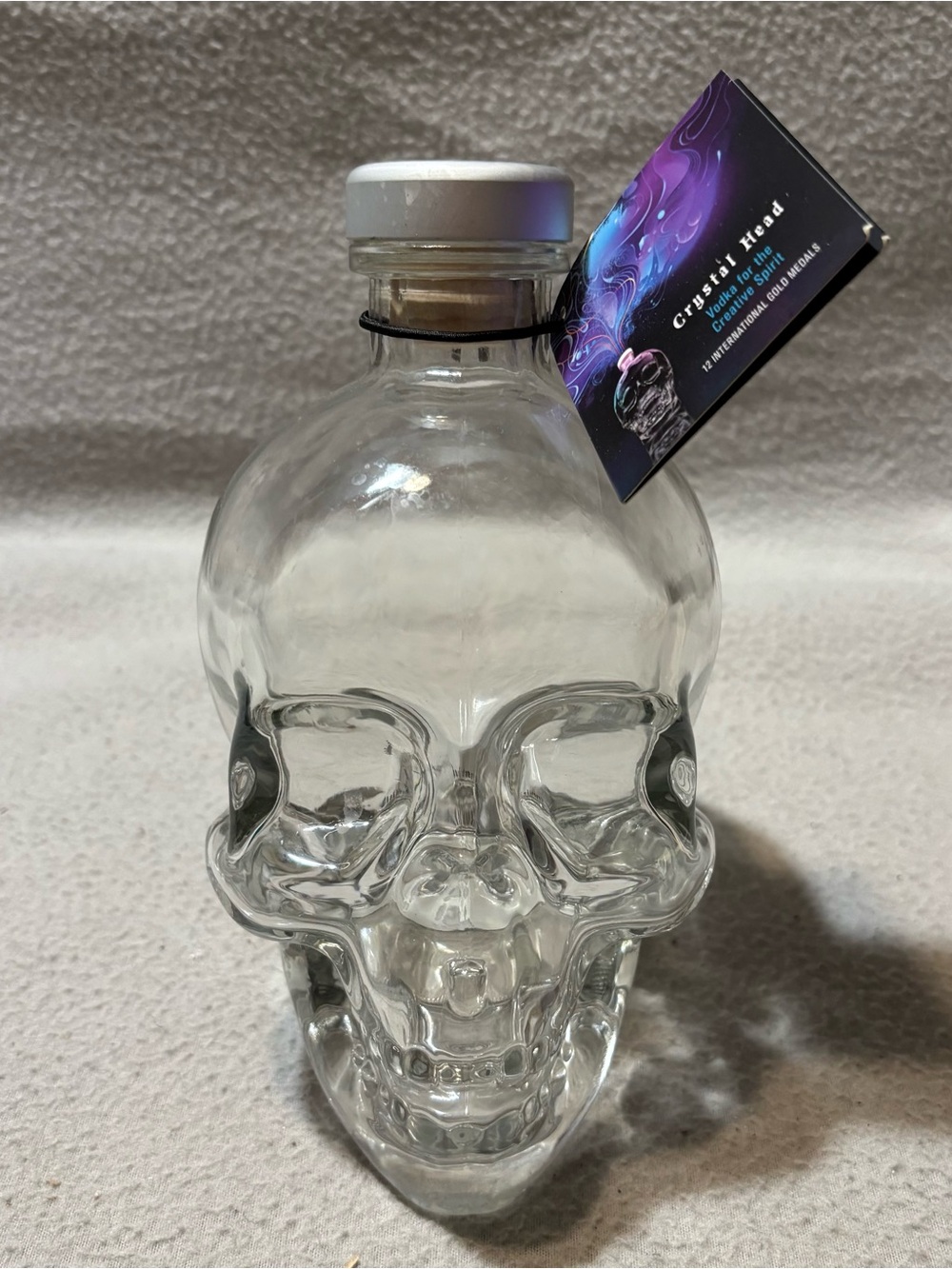 Empty Crystal Skull Design Glass Vodka Bottle - Clear Decorative Decanter